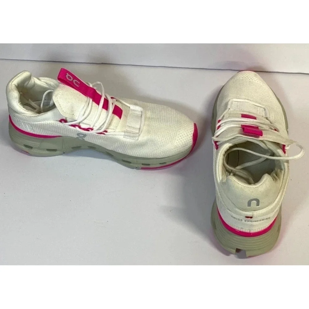 On Cloudnova 26.98495 Women's Sneakers 7M White Carnation Athletic Running Shoe